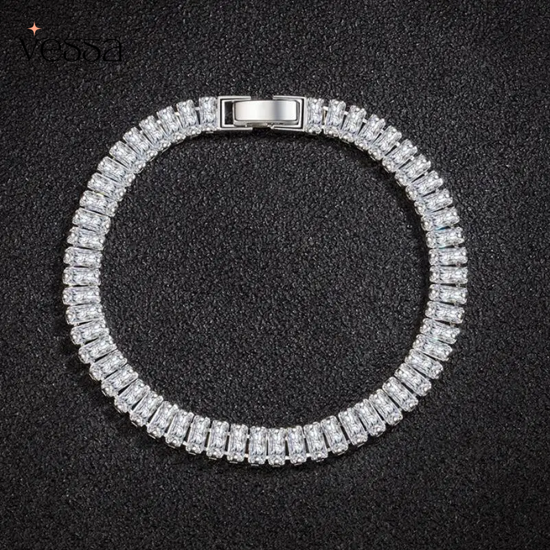 925 prata esterlina pulseira elegante zircão cristal moda jóias para mulheres noivado casamento glamour jóias 18cm - 3