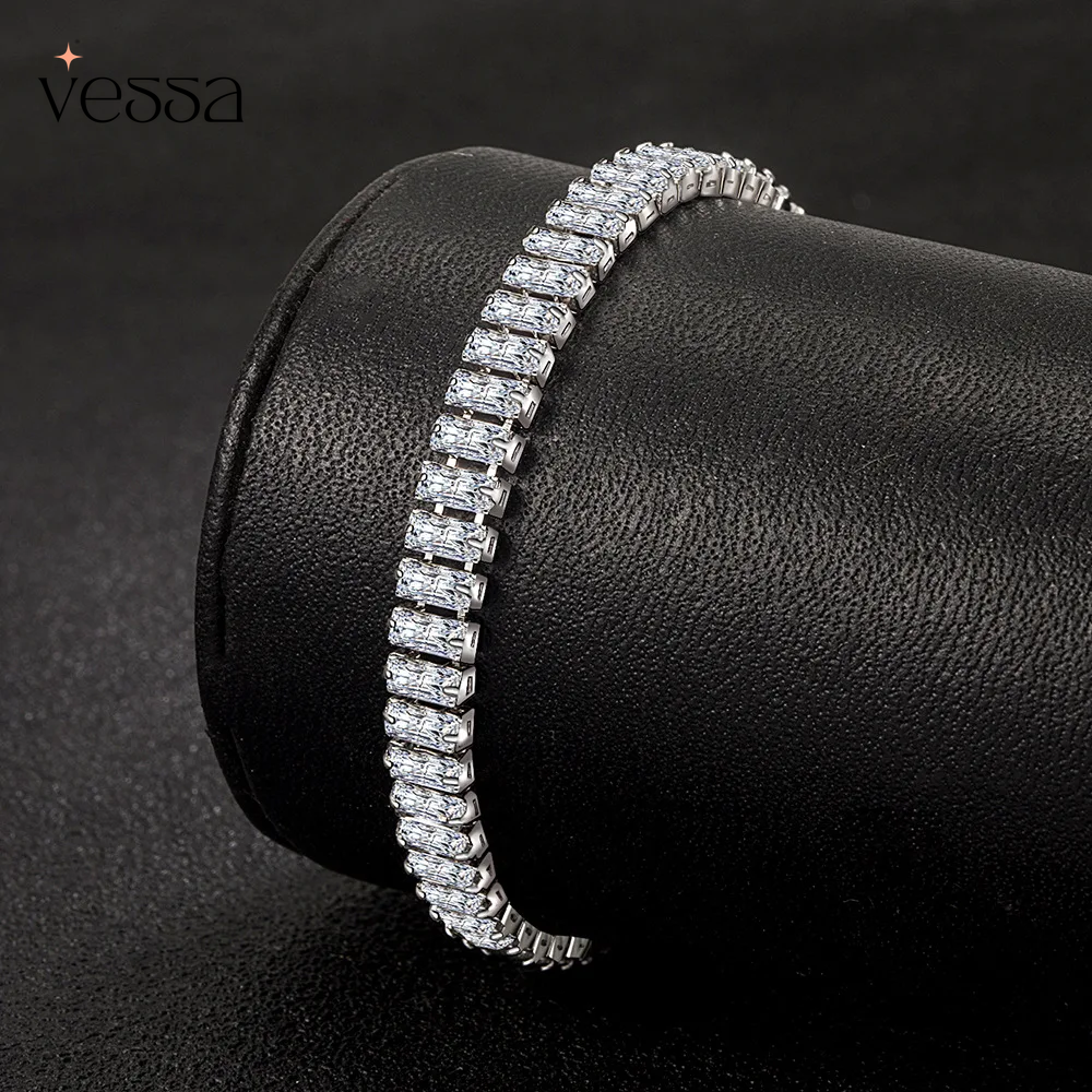 925 prata esterlina pulseira elegante zircão cristal moda jóias para mulheres noivado casamento glamour jóias 18cm - 2