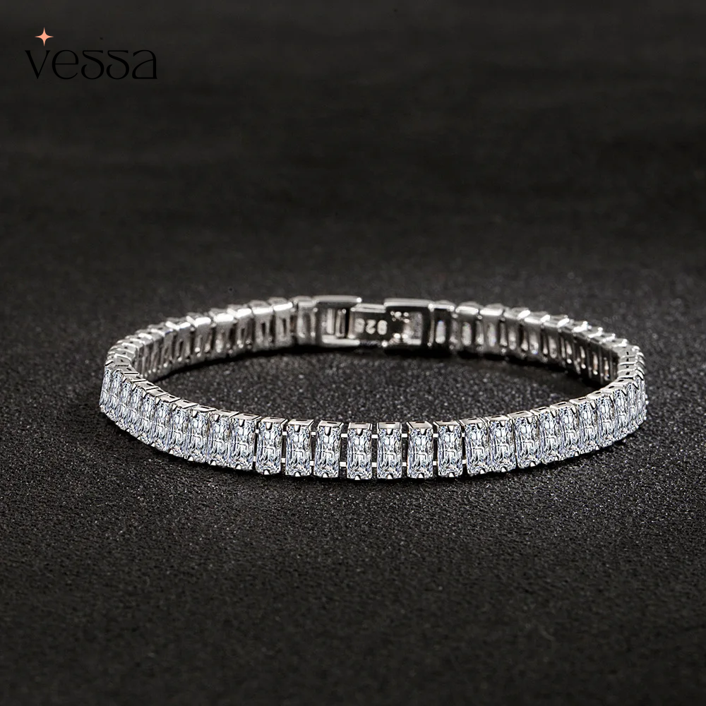 925 prata esterlina pulseira elegante zircão cristal moda jóias para mulheres noivado casamento glamour jóias 18cm - 4