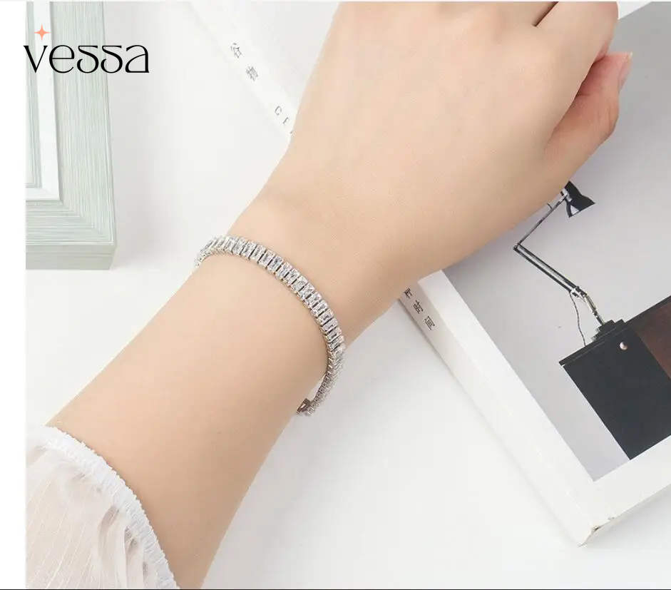 925 prata esterlina pulseira elegante zircão cristal moda jóias para mulheres noivado casamento glamour jóias 18cm - 6