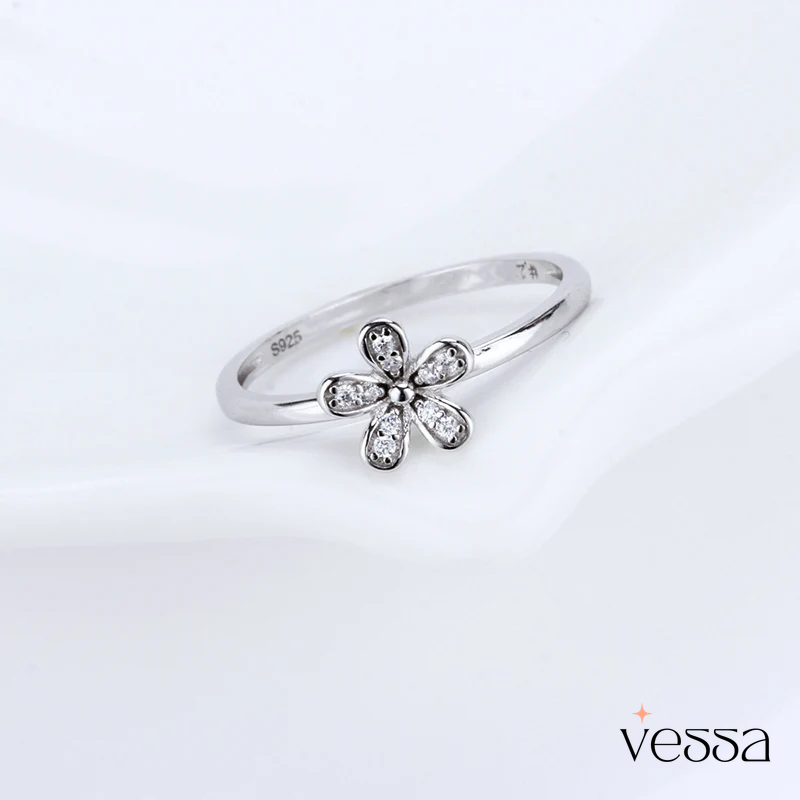 Cluci quente 925 prata clássico flor anéis moda prata esterlina feminino festa jóias flor anel dr1011sb - 3