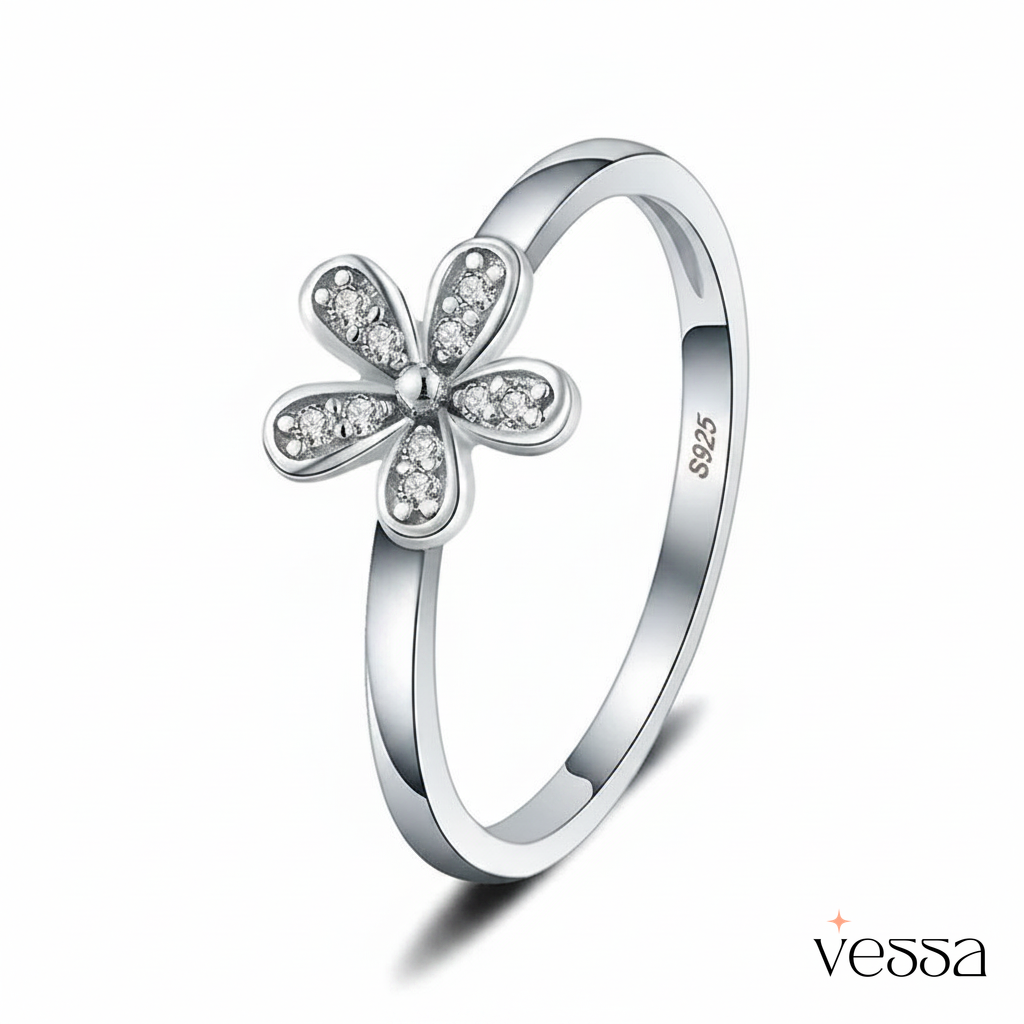 Cluci quente 925 prata clássico flor anéis moda prata esterlina feminino festa jóias flor anel dr1011sb - 1