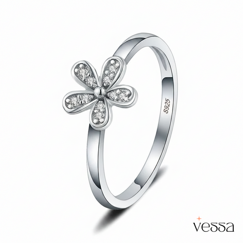 Cluci quente 925 prata clássico flor anéis moda prata esterlina feminino festa jóias flor anel dr1011sb - 1