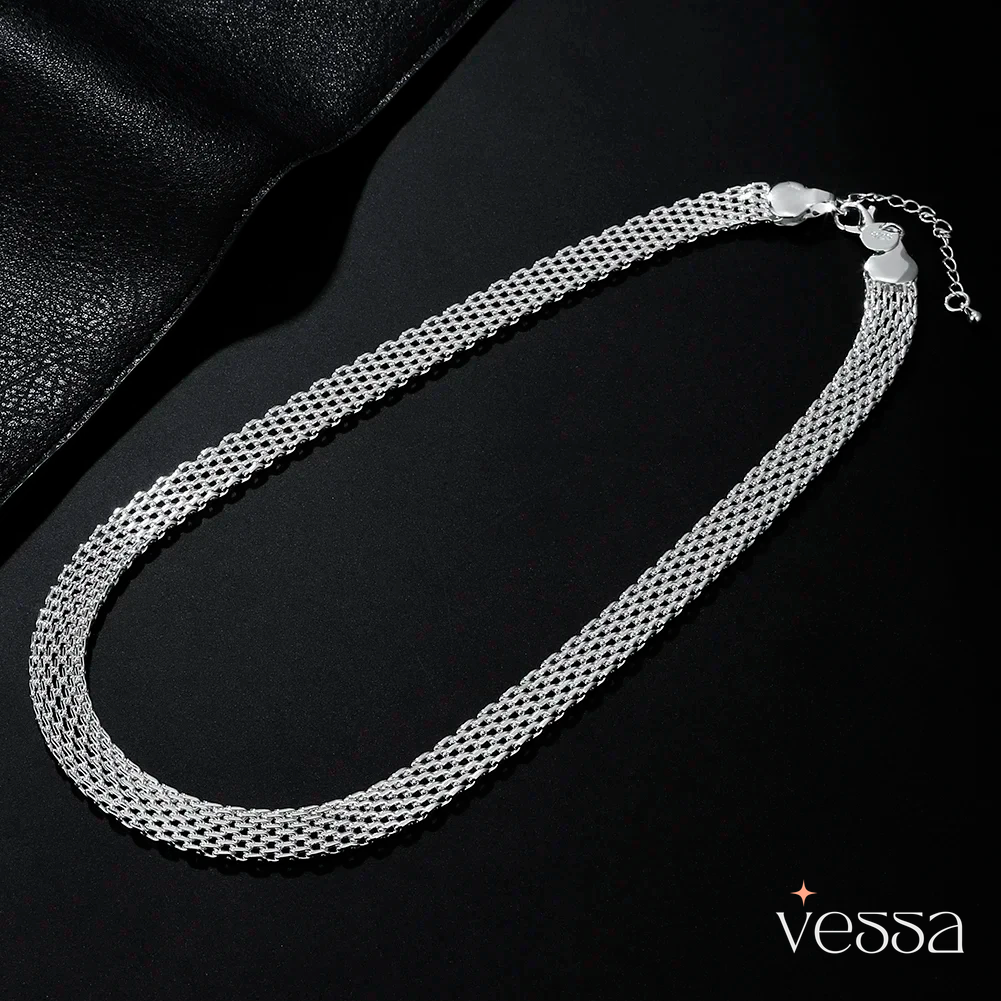 Doteffil quente criatividade net corrente colares 10mm 925 prata esterlina para mulheres designer de moda festa casamento jóias presente - 4