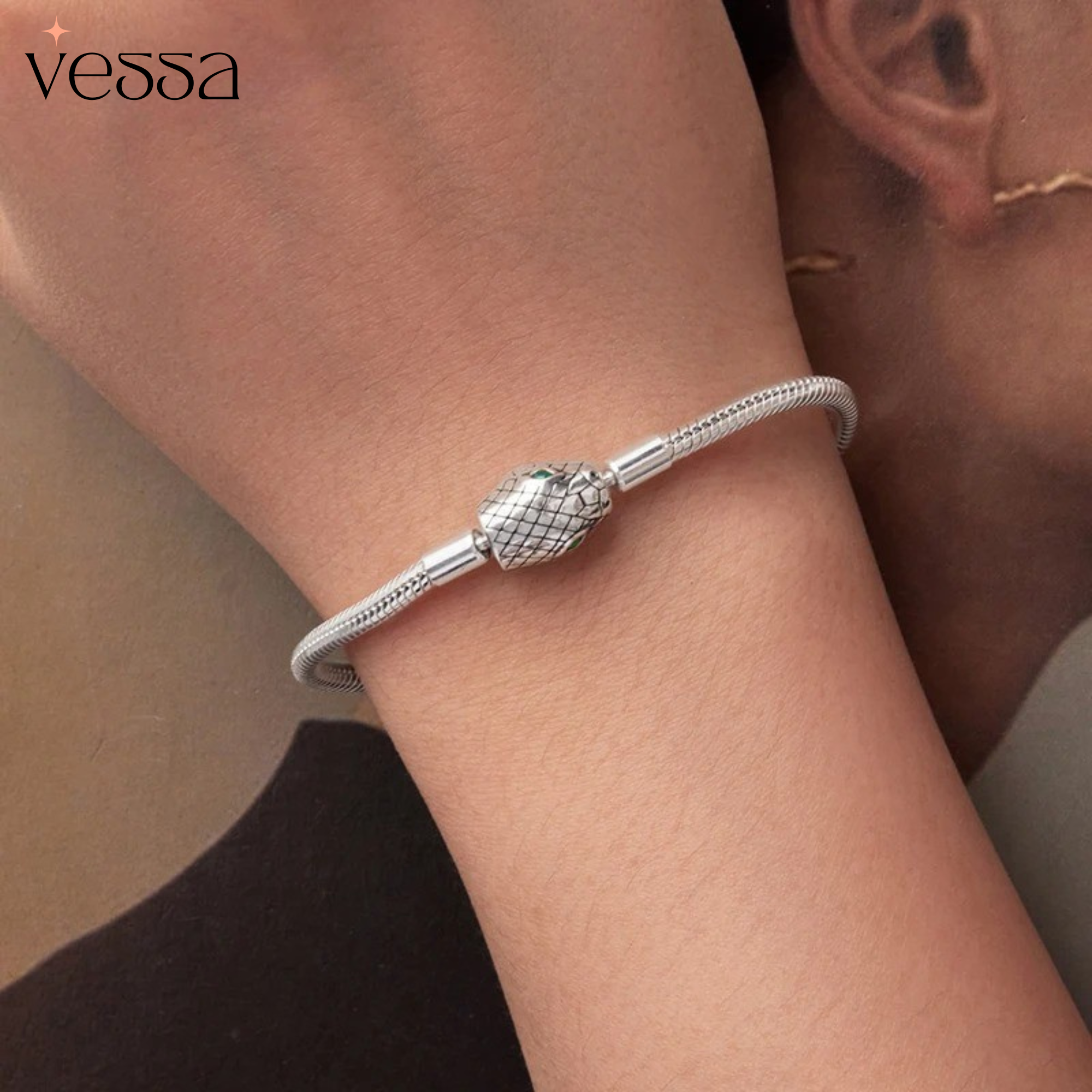 Pulseira Vessa Serpente de Prata