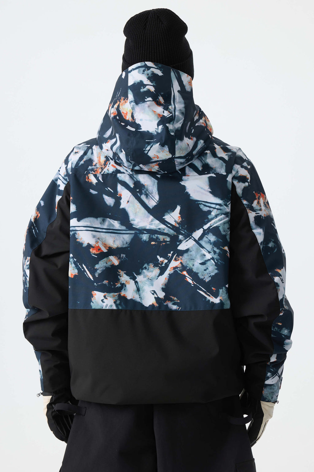 Men's Off White Modern Contrast Panel Insulated Snow Jacket