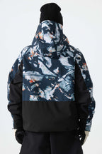 Men's Splatter Printed Modern Contrast Panel Insulated Snow Jacket