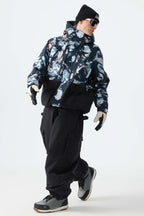 Men's Splatter Printed Modern Contrast Panel Insulated Snow Jacket