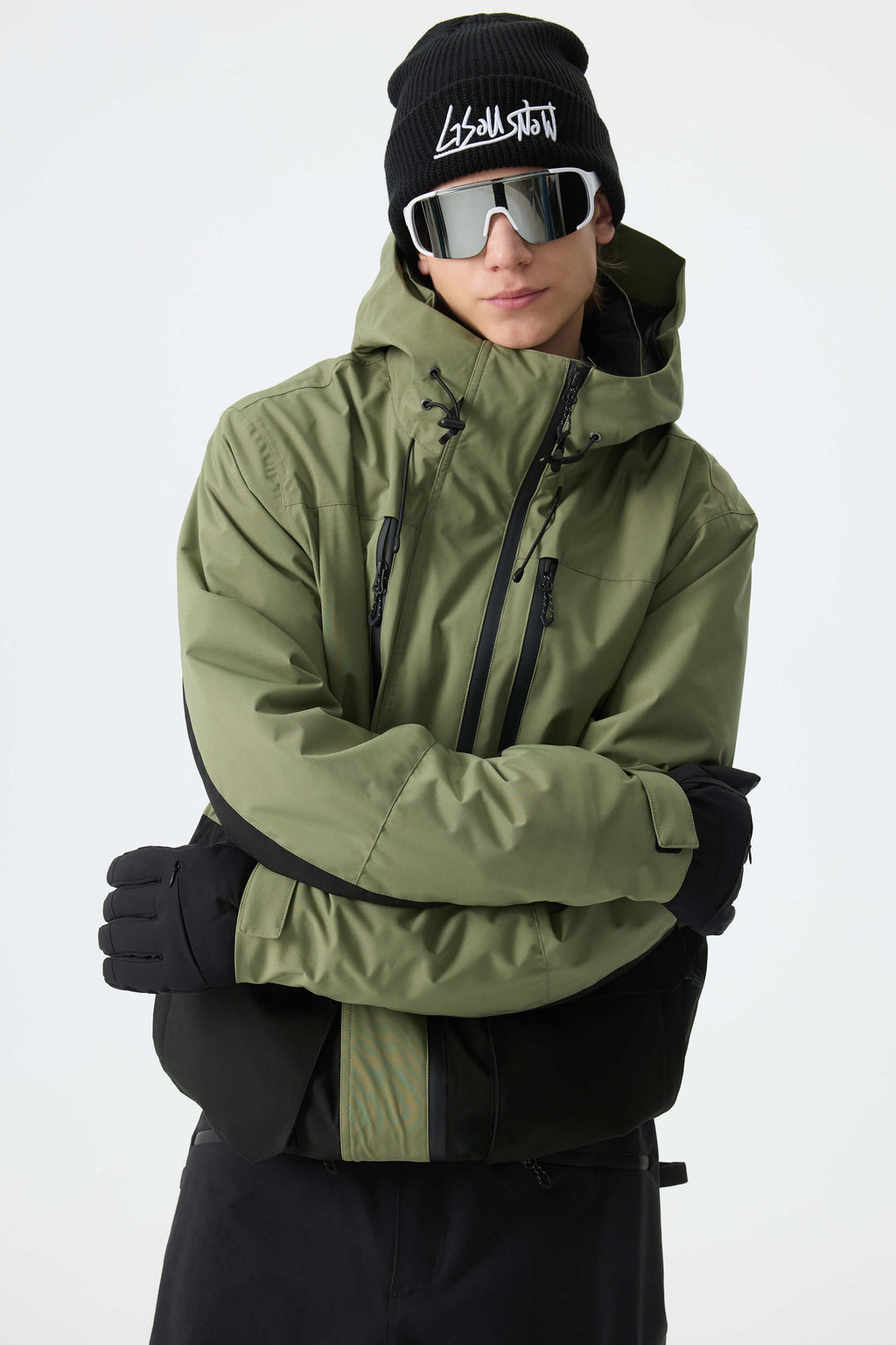 Men's Splatter Printed Modern Contrast Panel Insulated Snow Jacket