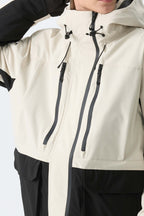 Men's Off White Modern Contrast Panel Insulated Snow Jacket