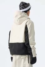Men's Black Modern Contrast Panel Insulated Snow Jacket