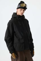Men's Off White Modern Contrast Panel Insulated Snow Jacket