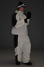 Women's Color Block Off White Waterproof Reflective Snow Jacket