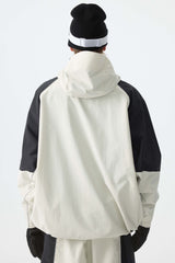 Men's Color Block Off White Waterproof Reflective Snow Jacket