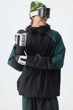 Men's Color Block Off White Waterproof Reflective Snow Jacket