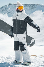 Women's Color-Block Light Grey & Black Structured Insulated Snow Jacket