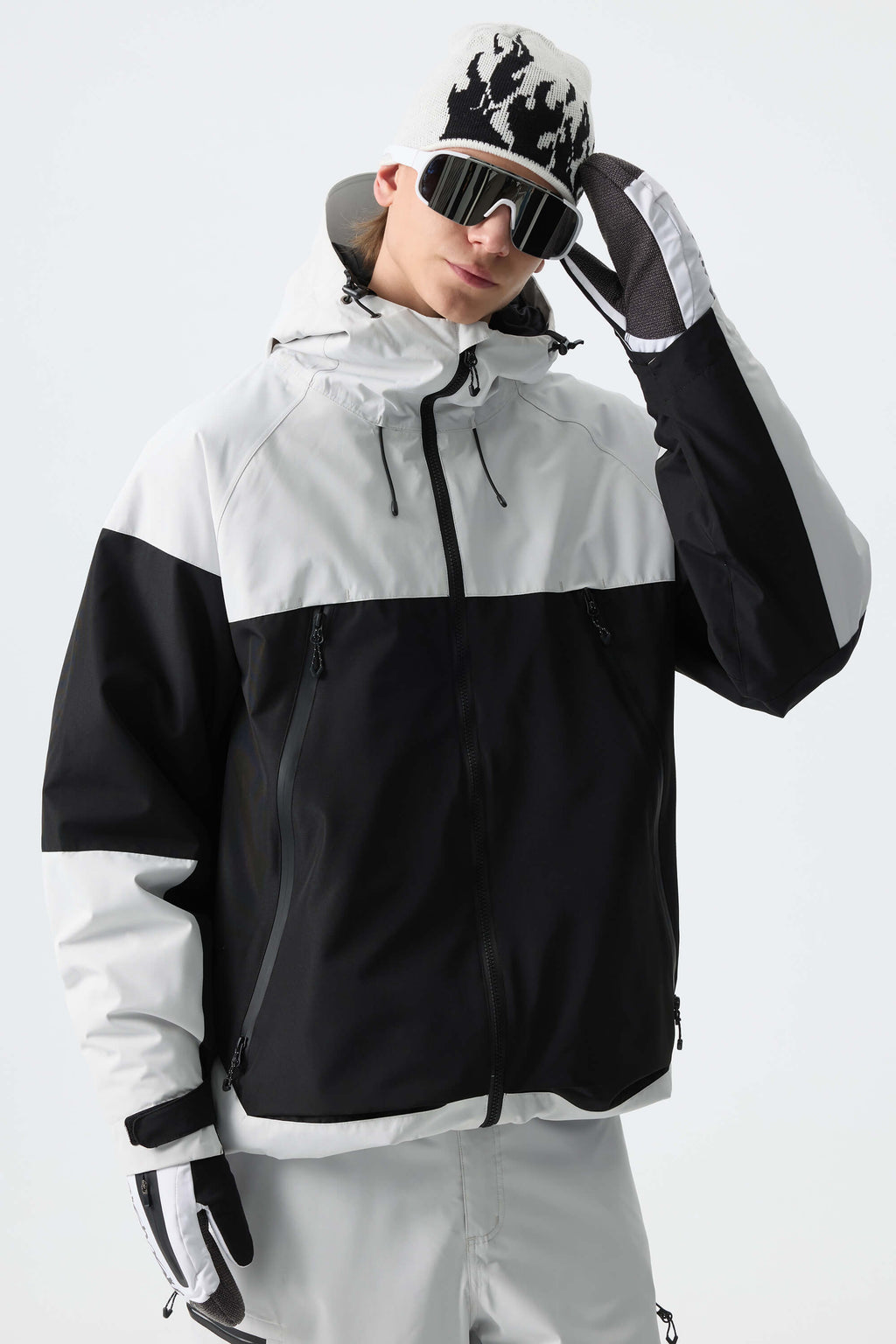 Men's Color-Block Dark Brown & Black Structured Insulated Snow Jacket