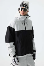 Men's Color-Block Light Grey & Black Structured Insulated Snow Jacket