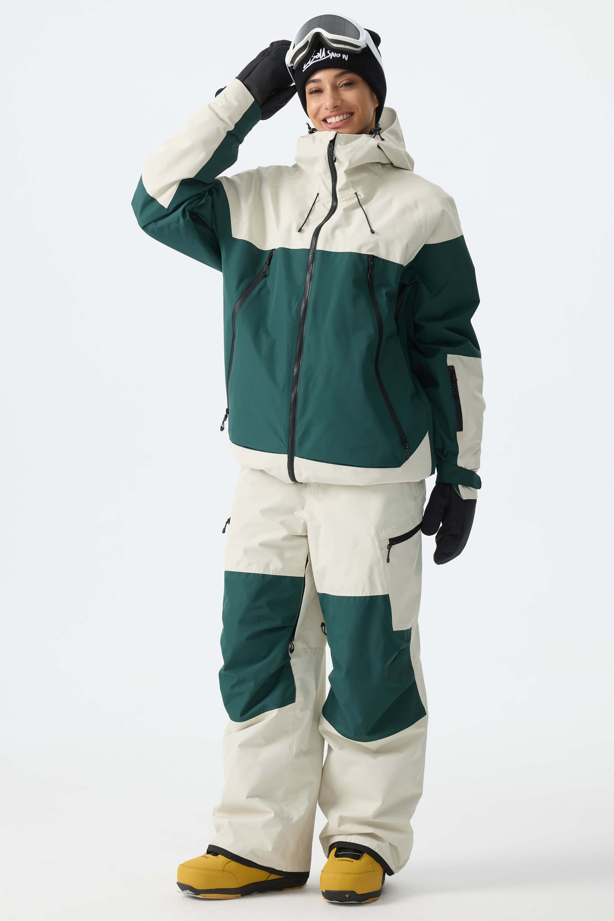 Women's Color-Block Light Grey & Black Structured Insulated Snow Jacket