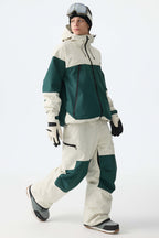 Men's Color-Block Pink & Off White Structured Insulated Snow Jacket