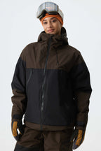 Women's Color-Block Light Grey & Black Structured Insulated Snow Jacket