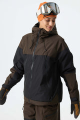 Women's Color-Block Dark Brown & Black Structured Insulated Snow Jacket