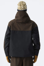Men's Color-Block Dark Brown & Black Structured Insulated Snow Jacket