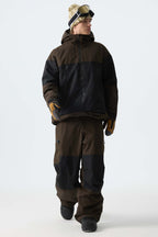 Men's Color-Block Dark Brown & Black Structured Insulated Snow Jacket