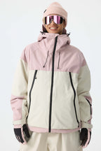 Women's Color-Block Dark Brown & Black Structured Insulated Snow Jacket