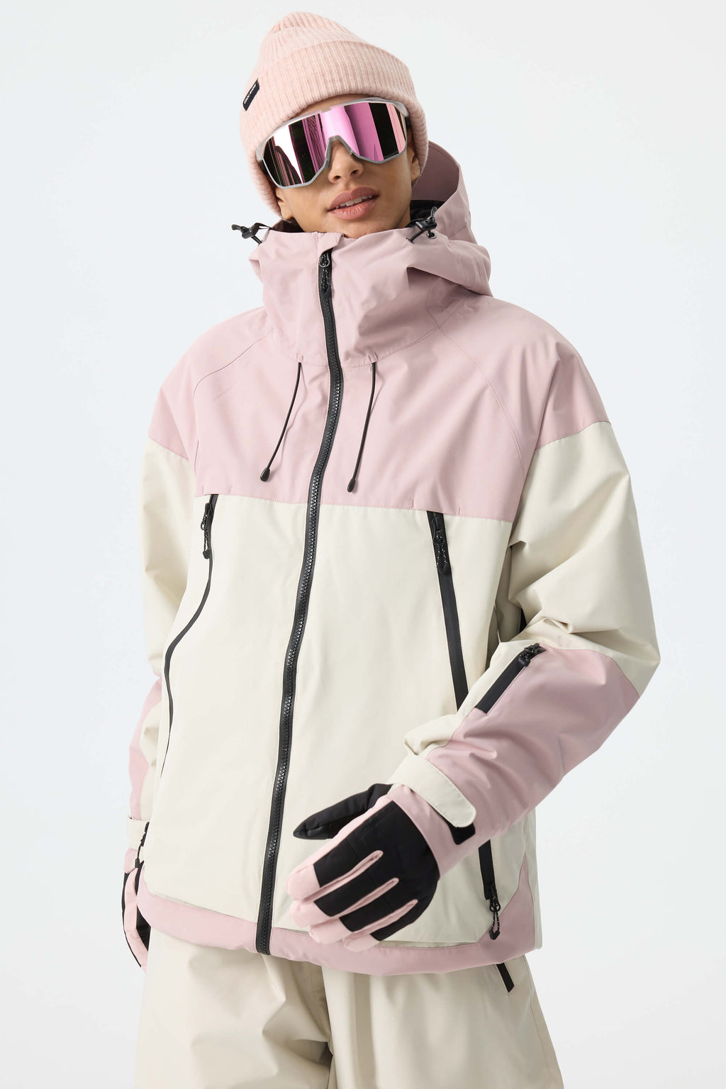 Women's Color-Block Dark Brown & Black Structured Insulated Snow Jacket