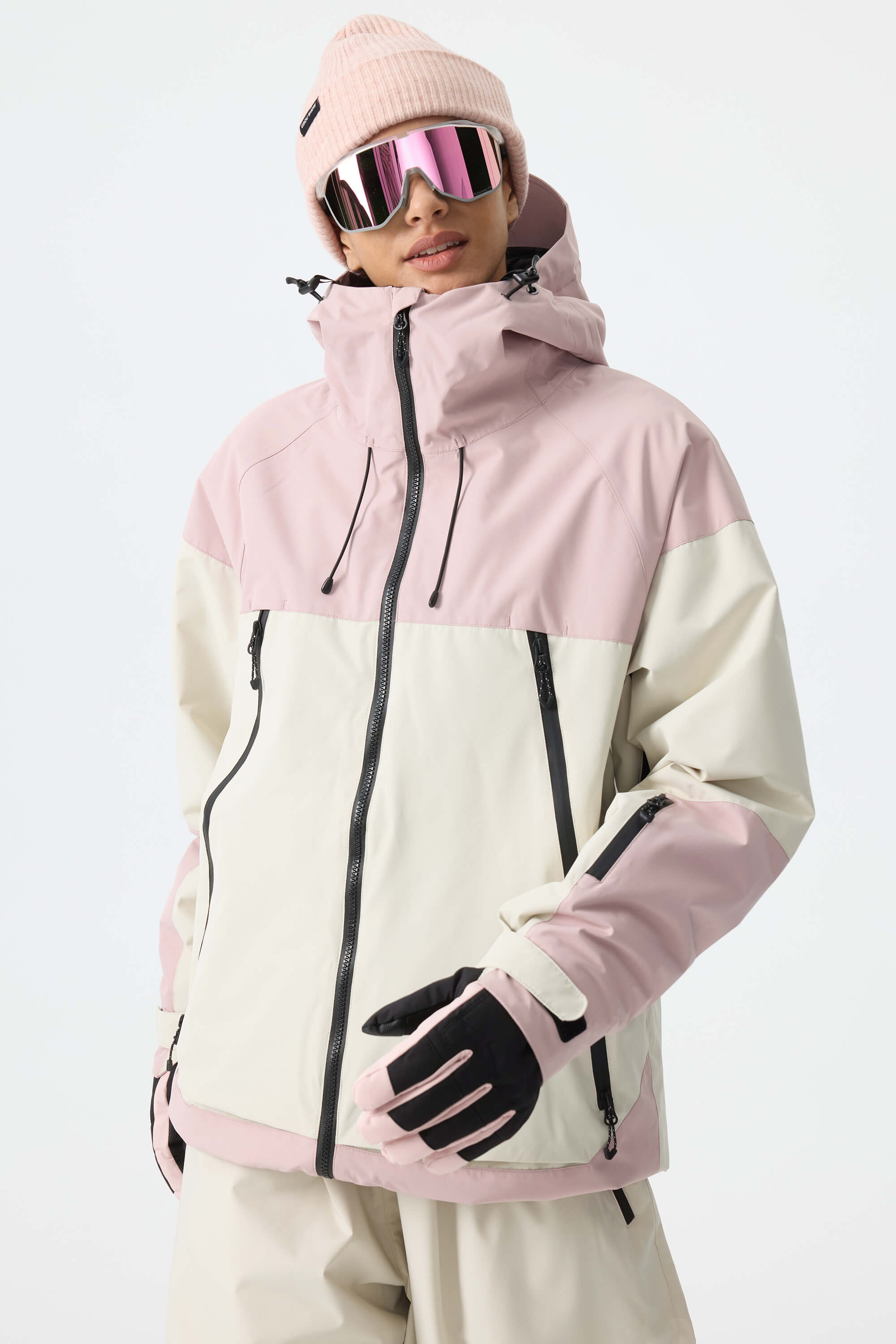Women's Color-Block Dark Brown & Black Structured Insulated Snow Jacket