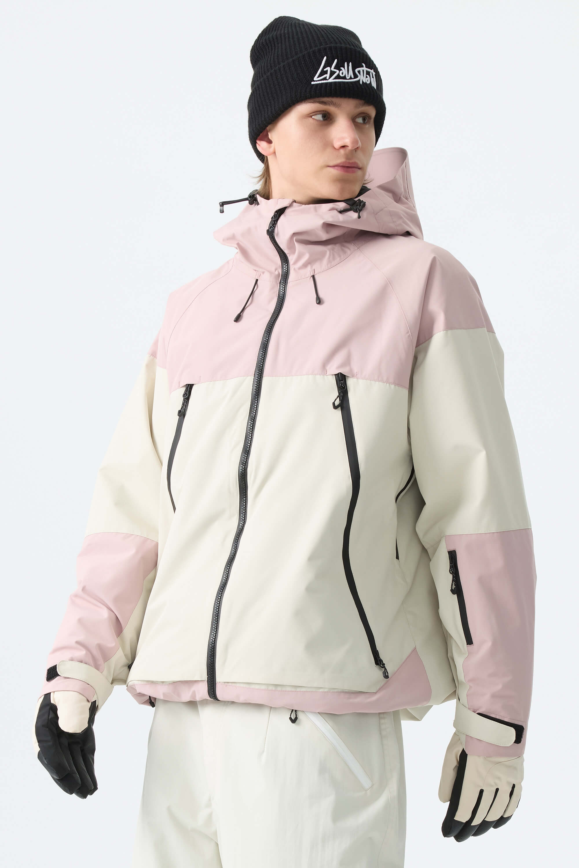 Men's Color-Block Dark Brown & Black Structured Insulated Snow Jacket
