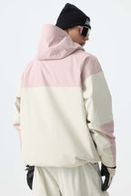 Men's Color-Block Pink & Off White Structured Insulated Snow Jacket