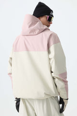 Men's Color-Block Pink & Off White Structured Insulated Snow Jacket