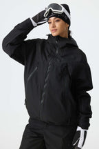 Women's Color-Block Light Grey & Black Structured Insulated Snow Jacket