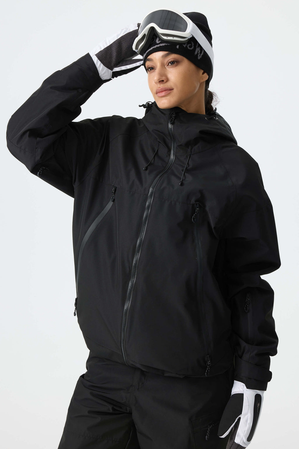 Women's Color-Block Pink & Off White Structured Insulated Snow Jacket