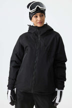 Women's Color-Block Dark Brown & Black Structured Insulated Snow Jacket