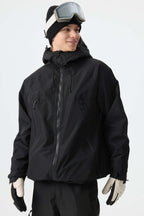 Men's Color-Block Dark Brown & Black Structured Insulated Snow Jacket