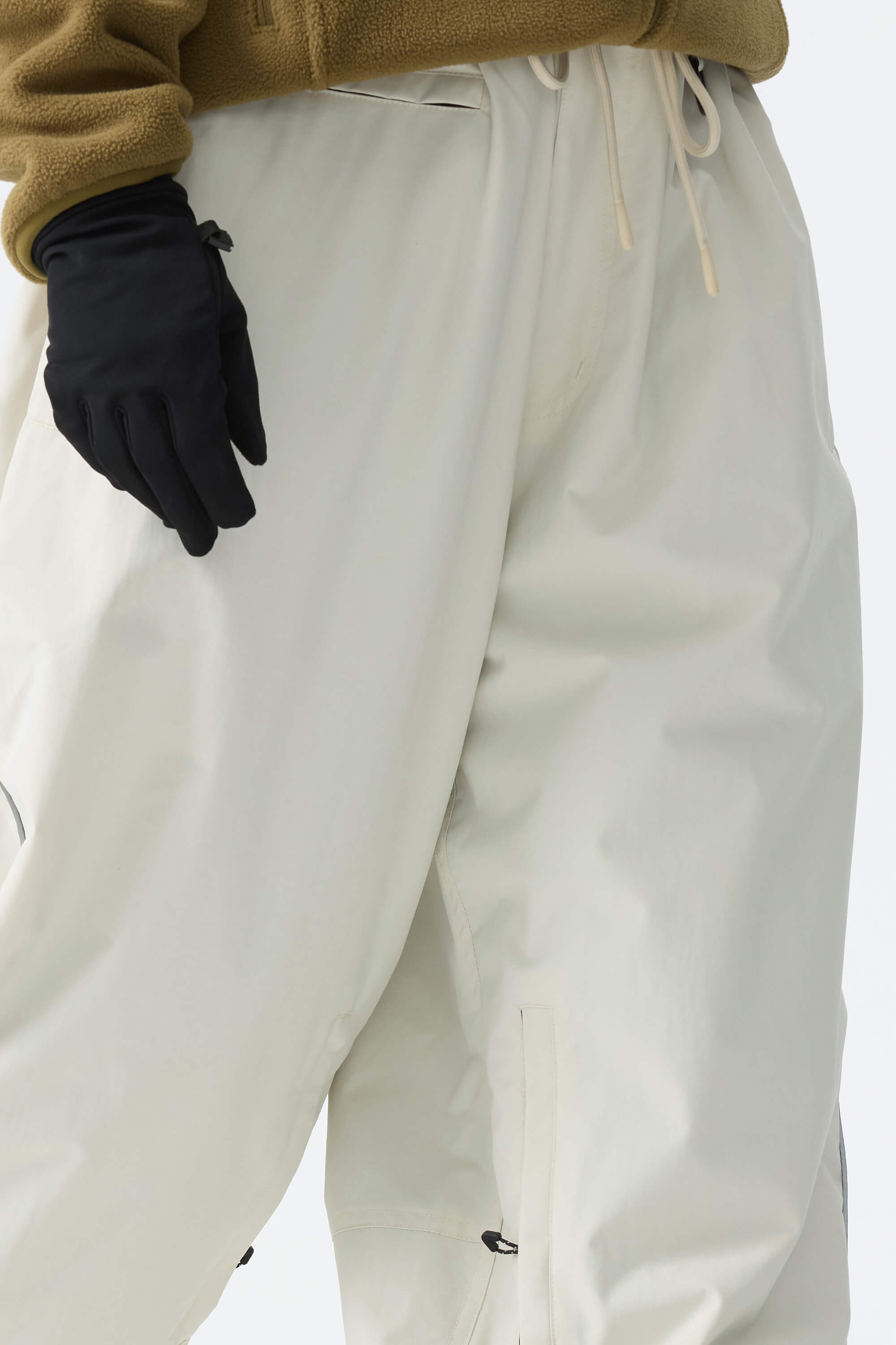 Women's Off White Baggy Reflective Piping Drawstring Snow Pants