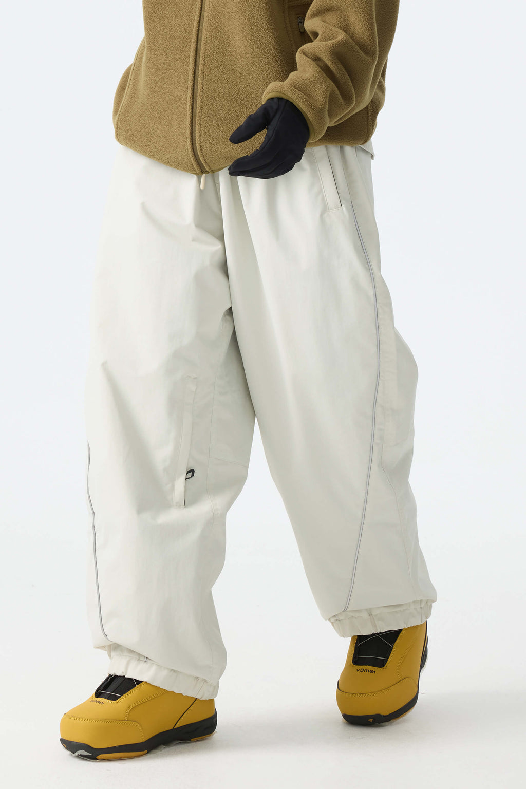 Women's Off White Baggy Reflective Piping Drawstring Snow Pants