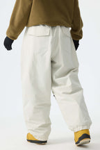 Women's Off White Baggy Reflective Piping Drawstring Snow Pants