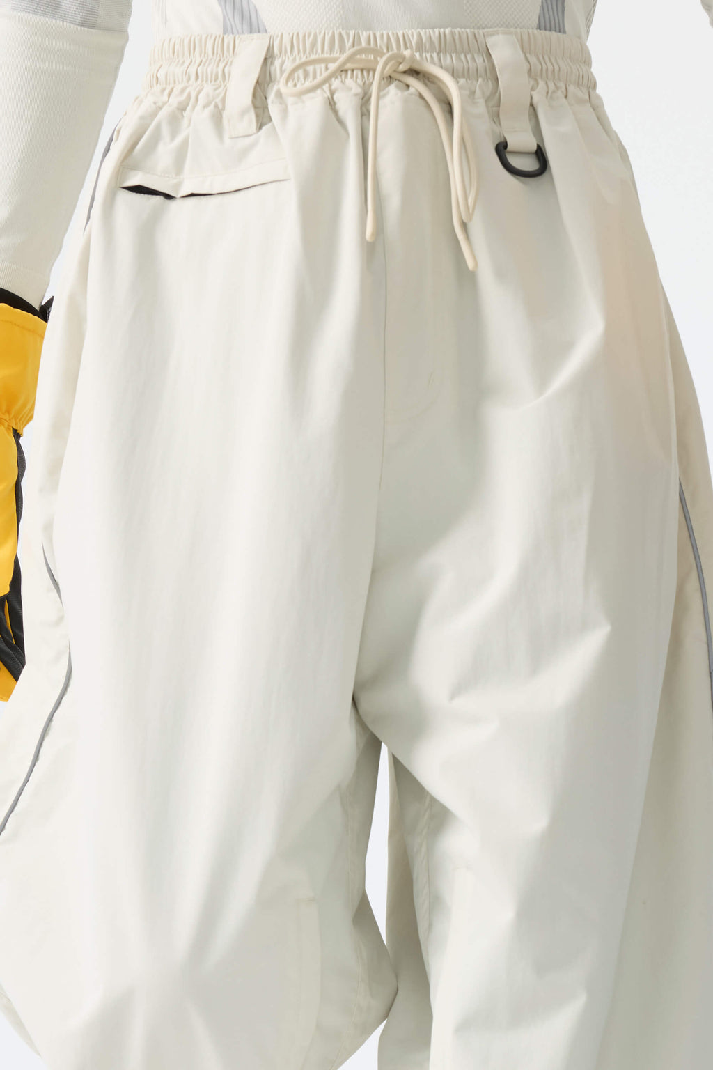 Men's Off White Baggy Reflective Piping Drawstring Snow Pants