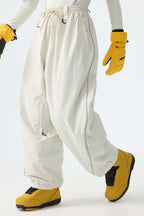 Men's Off White Baggy Reflective Piping Drawstring Snow Pants