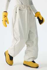 Men's Off White Baggy Reflective Piping Drawstring Snow Pants