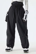Women's Off White Baggy Reflective Piping Drawstring Snow Pants