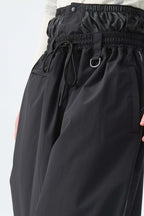Men's Black Baggy Reflective Piping Drawstring Snow Pants