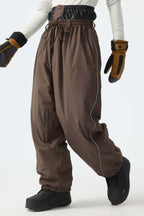 Men's Off White Baggy Reflective Piping Drawstring Snow Pants