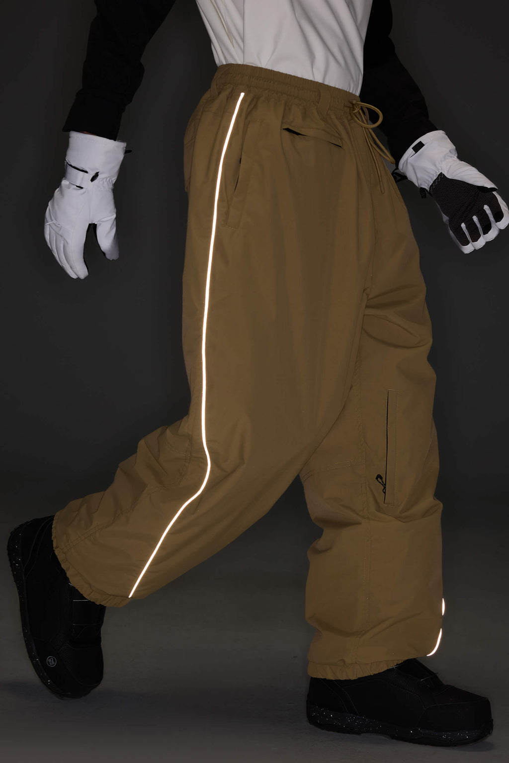 Women's Off White Baggy Reflective Piping Drawstring Snow Pants
