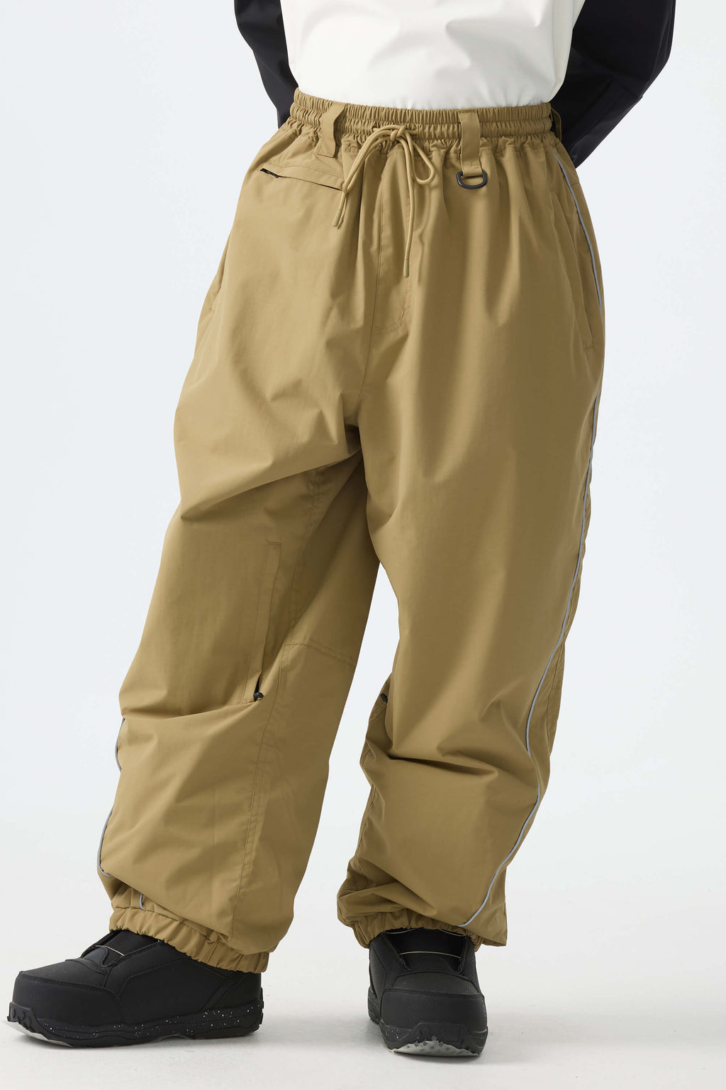 Men's Off White Baggy Reflective Piping Drawstring Snow Pants