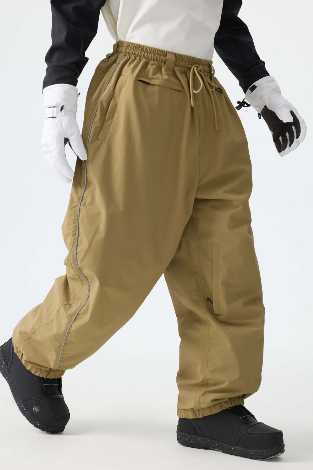 Men's Off White Baggy Reflective Piping Drawstring Snow Pants